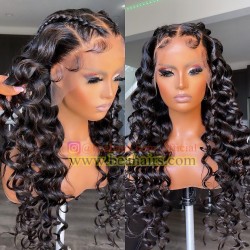 Glueless Small wand curls Invisible skin melted 13*6 HD lace wig with bleached knots--【BH479】
