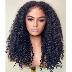 Pre cut lace Ready to Wear Glueless Burmese curly 13*6 HD lace wig--WW22