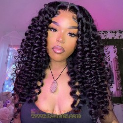 Pre cut lace Ready to Wear Glueless beach curl 5*5 HD lace wig--WW69