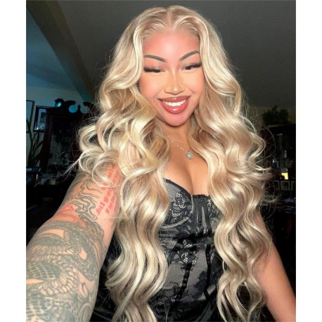 Chinese virgin blonde color loose wave 13*4 lace front wig--BC255