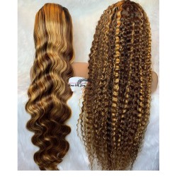 Stock Highlights blonde color 5*5 HD lace closure wig--HD242