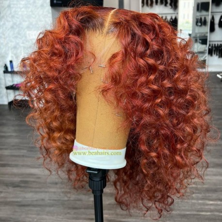 Orange Ginger color Skin Melt HD Lace Ready to Wear 13*6 HD Lace Wig--BH757