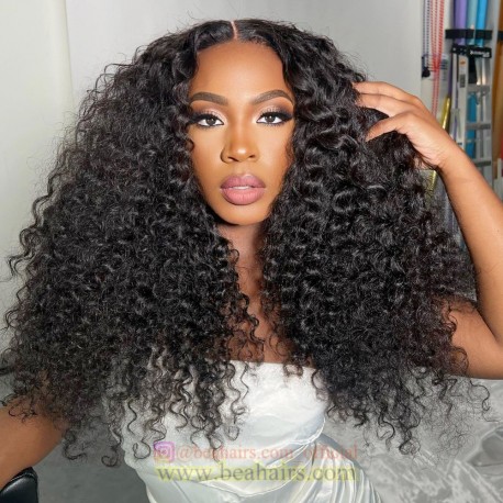 Pre cut lace Ready Wear & Go Glueless middle parting 5*5 HD lace deep wave bob wig--WW74