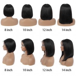 Glueless lace front bob-Brazilian virgin silk straight-- [LFW001]