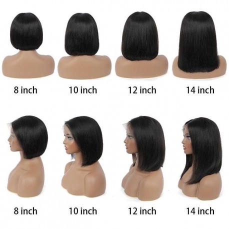 Glueless lace front bob-Brazilian virgin silk straight-- [LFW001]