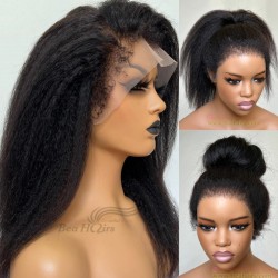 NEW hairline with 4c Afro curly baby hairs 13*6 skin melt HD lace wig--BH222