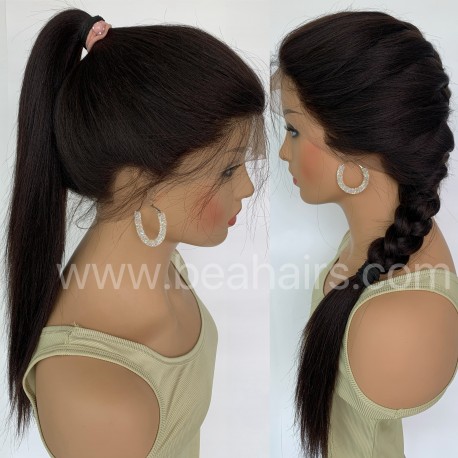 Brazilian virgin silky straight 360 frontal wig with weaves sewn in-[HY888]