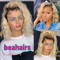【For Sale】Ready to wear blonde curly bob lace front wigs-BC253