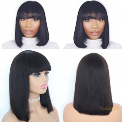 【Flash sale】100% human hair blunt cut bob bang wig--BB33