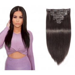 Clips in brazilian virgin silk straight wefts