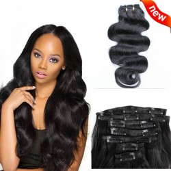Clips in brazilian virgin body wave wefts