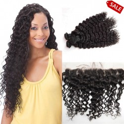 Deep wave 3 brazilian virgin bundles with a brazilian virgin frontal