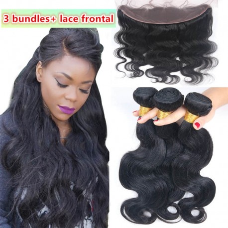 body wave 3 brazilian virgin bundles with a brazilian virgin frontal-100% human hair,unprocessed