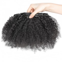 Brazilian virgin Afro curl clips in--one bundle