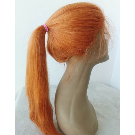 Summer wig--Brazilian virgin orange color silk straight lace front wig