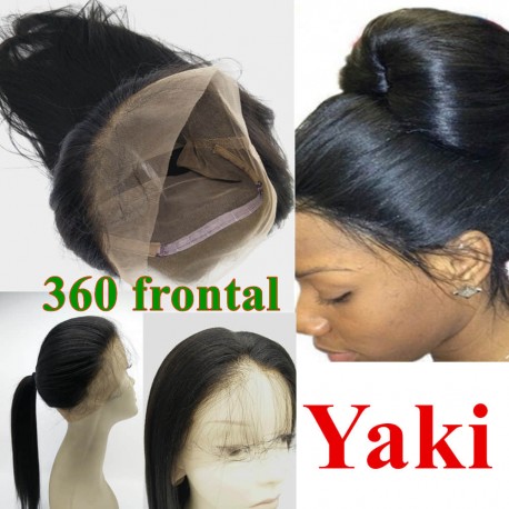 Brazilian virgin 360 Lace Frontal closure light yaki straight texture