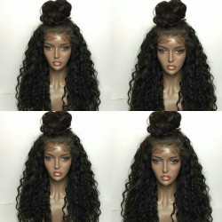 Stock Brazilian virgin Deep Wave full lace bleached knots wig-[WWW005]