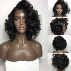 Brazilian virgin Bob Wave full lace bleached knots wig-[bh567]