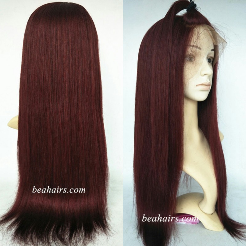 Brazilian Virgin Silk Straight Burgundy 360 Frontal Lace Wig Ht699 Brazilian Virgin Light Yaki360 Frontal Wig With Weaves Sewn In Ht699 Loading Zoom