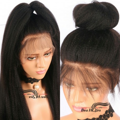 Brazilian virgin Italian yaki 360 frontal wig with weaves 