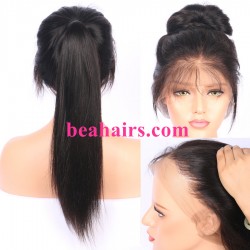 Stock Malaysian virgin silky straight glueless full lace wig-[bh333]