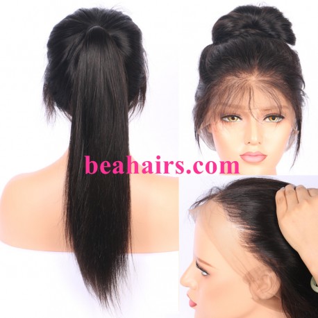 Malaysian virgin silky straight glueless full lace silk top wig-[bh333]