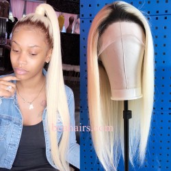 Brazilian virgin silky straight ombre 613 color full lace wig--BH555