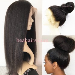 Brazilian virgin kinky straight 360 frontal wig for black