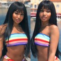 Stock Mongolia virgin silk straight with a cute BANG full lace wig-[SS004]