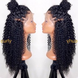 Malaysian virgin kinky Curl glueless lace front wig---[LA008]