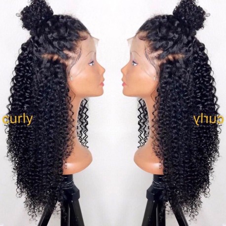 Malaysian virgin kinky Curl glueless lace front wig---[LA008]