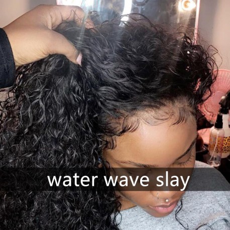 Brazilian virgin Water Wave glueless full lace silk top wig-[WWW888]