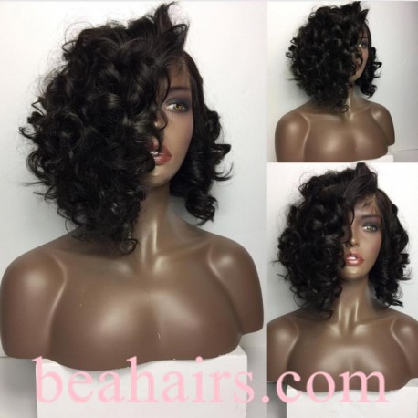 TG gift--Pre-plucked Brazilian virgin Bob Wave human hair 360 frontal lace full wig-[BH999]