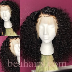 Pre-plucked Brazilian virgin human hair beach curl 360 frontal lace wig-[HT210]