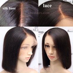 Pre plucked--Brazilian virgin light yaki 360 lace BOB wig [HT799]