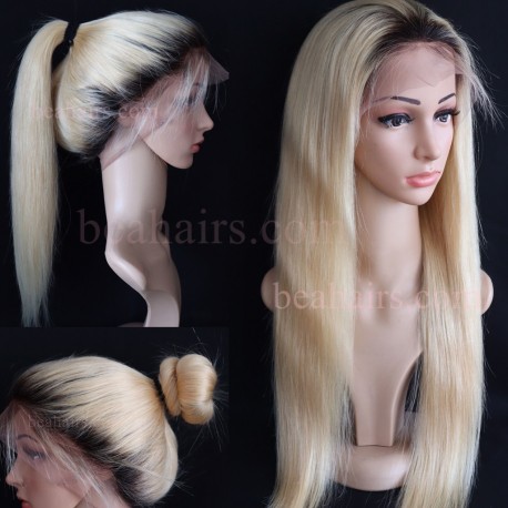 Pre-plucked Brazilian virgin ombre color human hair 360 frontal lace full wig---[HT613]