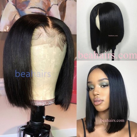 Ready to ship】100% brazilian virgin human hair 2*4 lace closure blunt cut  bob -- [BEA001] - Bea Hairs