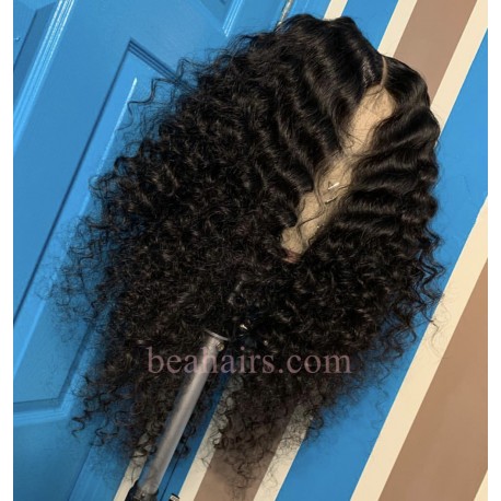 50% off--pre plucked Brazilian virgin middle parting natural wave 360 frontal lace full wig-[HT333]