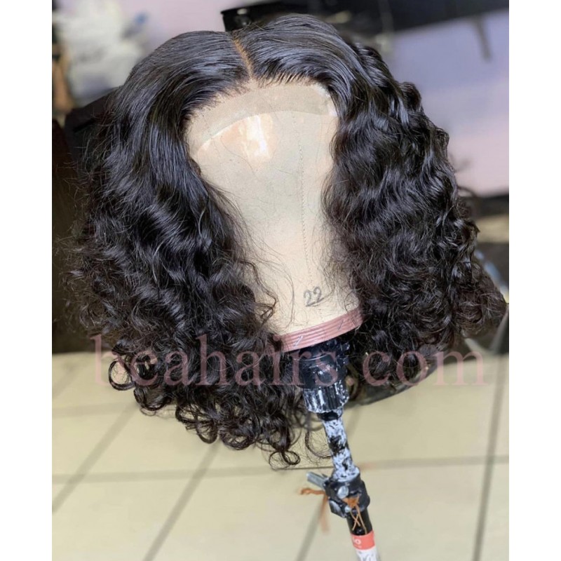 Pre Plucked Brazilian Virgin Pineapple Wave 6 Lace Front Bob