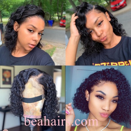 In stock-Brazilian virgin bob curl 360 frontal lace wig-[HT228]