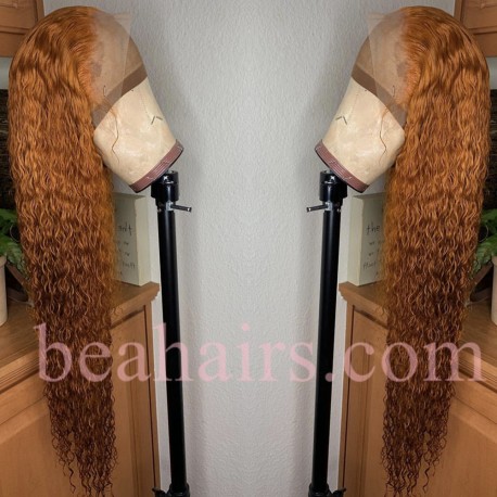 Pre-plucked Brazilian virgin orange water wave 360 frontal lace full wig---[BB569]