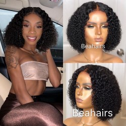 Pre-plucked bleached knots lace front daily curly bob--[FB002]