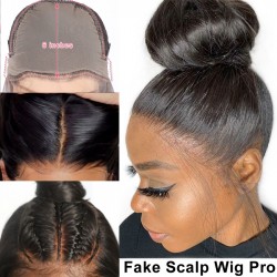 100% brazilian virgin hair 13*6 Lace front pre-made FAKE SCALP INNOVATION CAP WIG--FB003