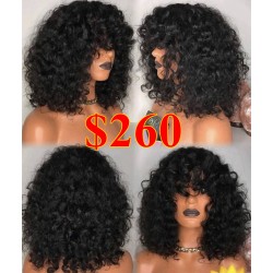 Bang curly 360 frontal wig