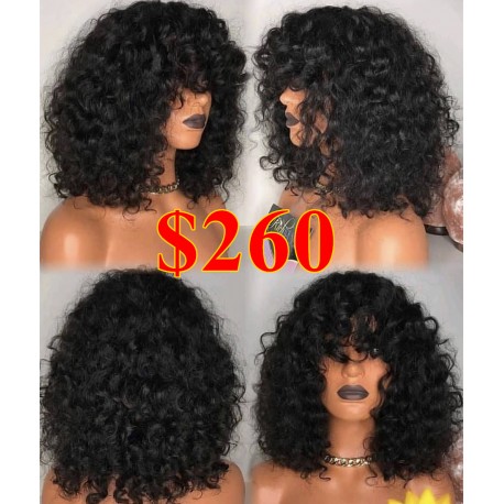 Bang curly 360 frontal wig