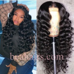 Pre plucked bleached knots Brazilian virgin Beach Wave 360 lace frontal wig-[HY262]