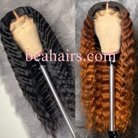 Pre-plucked Brazilian virgin natural wave human hair 13*6 lace front wig---[WW858]