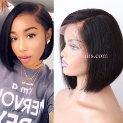 brazilian virgin human hair 6" lace front parting short cut side parting bob--NLW458